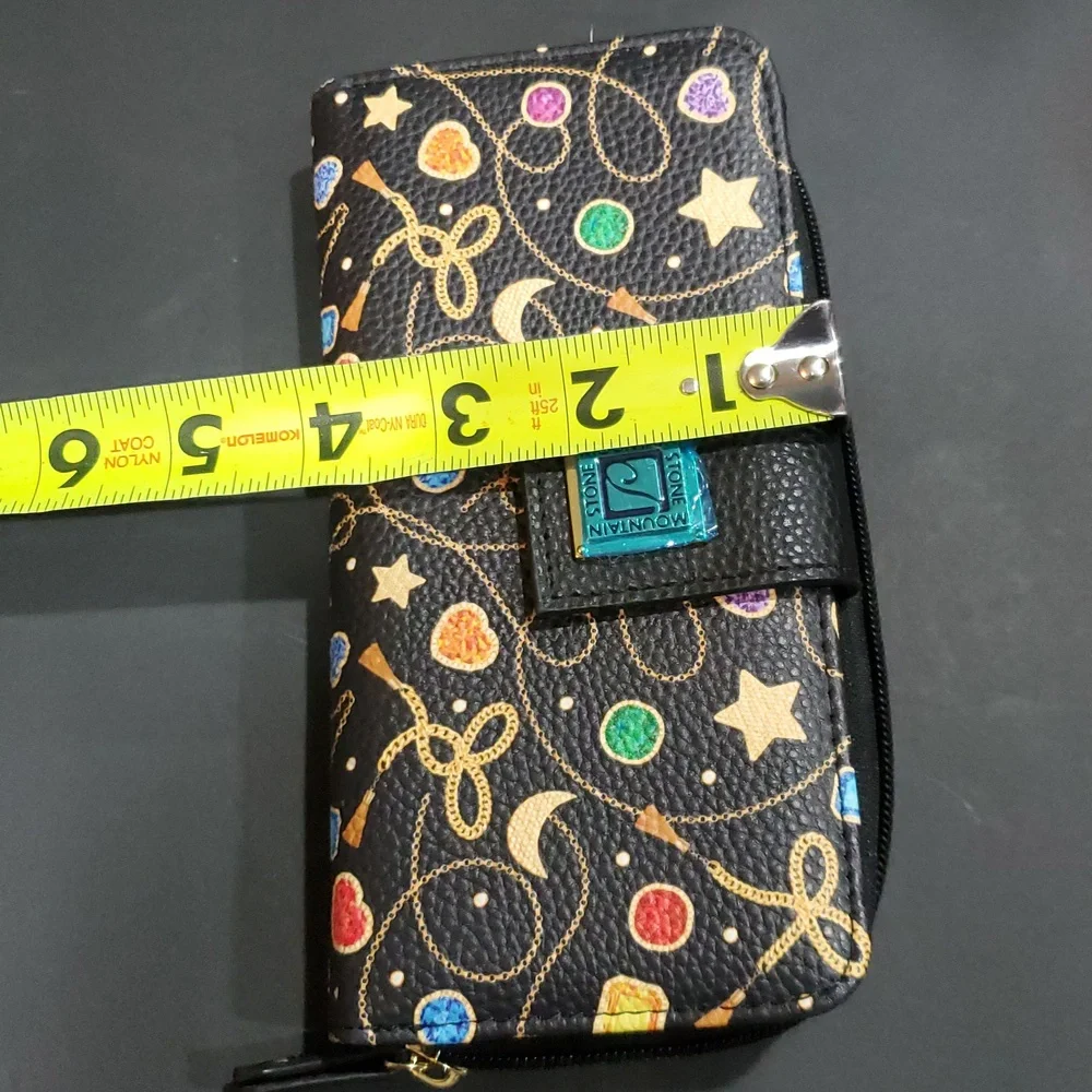 Stone Mountain black festive gold chain multi zip around‎ wallet